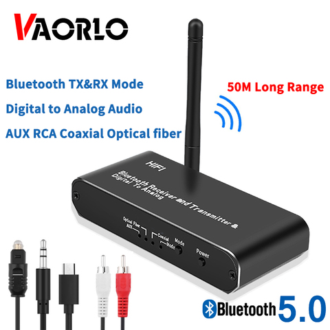 VAORLO DAC Digital to Analog Audio Converter 3.5MM AUX Coaxial Optical fiber Bluetooth 5.0 Audio Receiver Transmitter For TV PC ► Photo 1/6