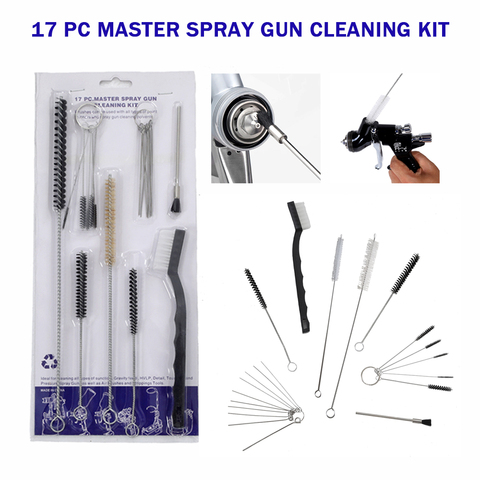 WENXING 17pcs Airbrush Spray Gun Nozzle Cleaning Repair Tool Kit Needle & Brush Set ► Photo 1/6