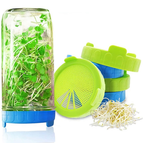 Safe Seeds Planting Sprouting Lid Bottles Mesh Cover for Wide-mouthed Mason Jar Food Grade Mesh Sprout Cover Kit ► Photo 1/6