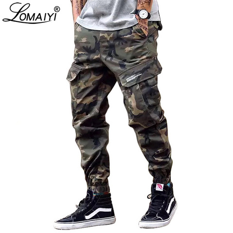 LOMAIYI Camo Joggers Men Cargo Pants Mens Military Black/Camouflage Pants Pure Cotton Men's Cargo Trousers With Pockets BM305 ► Photo 1/6