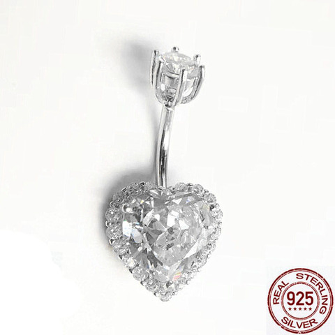 Crystal heart 925 silver body jewelry piercing belly piercing ombligo navel piercing for women fashion ► Photo 1/6