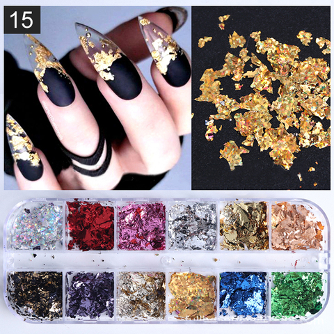 Nail Foil 3D Sparking Gold Flakes for Nails 6 Grids Metallic Nail  Gold&Silver