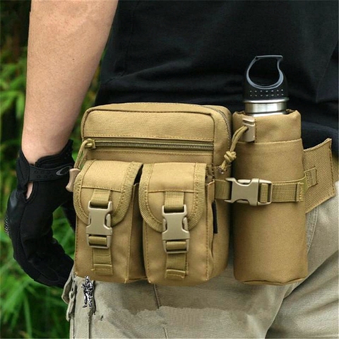 Tactical Men Waist Pack Nylon Hiking Water Bottle Phone Pouch Outdoor Sports Army Military Hunting Climbing Camping Belt Bag ► Photo 1/6