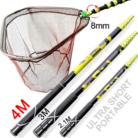 ultralight Portable carbon Triangle Folding Fishing Net Fly Hand