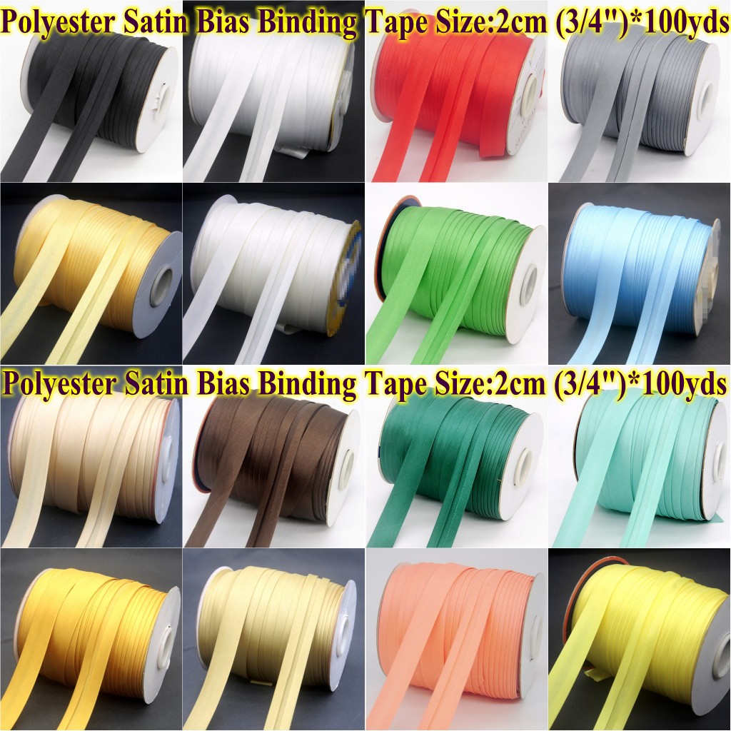 Silver Gold  HIGH QUALITY  Single Folded Bias Binding Tape 2cm Width 20 mm Folded Pure Cotton Bias Tape Edging Cover Tape