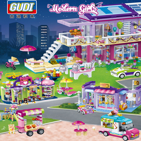 Amusement Park Compatible Friends Girls Club Model Building Blocks City Store Princess Party Brick ice cream cafe ► Photo 1/6