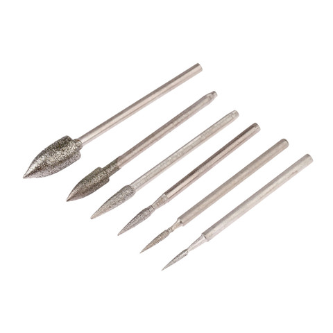 6Pcs Dremel Accesories 2.35mm Shank Electroplating Diamond Grinding Head Polished Needle Jade Stone Carving Engraving Tool ► Photo 1/6