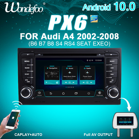PX6 Car radio 2 DIN Android 10 autoradio For Audi A4 B6 B7 S4 B7 B6 RS4 B7 SEAT Exeo 2DIN car stereo multimedia navigation audio ► Photo 1/6