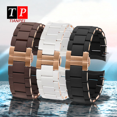 Fashion Silicon clad steel watch band for Armani AR5890/5891/5906/5905 waterproof special rubber watch strap replace bracelet ► Photo 1/6
