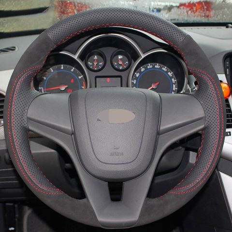 For Chevrolet Cruze 2009-2014 Aveo 2011-2014 Suede Genuine Leather Car steering wheel cover ► Photo 1/6