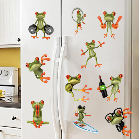 Cartoon Funny 10 Pose Frog Wall Stickers For Car Toilet Refrigerator Boys Bedroom Home Decoration Diy Hole Wall Mural Pvc Decals ► Photo 1/6