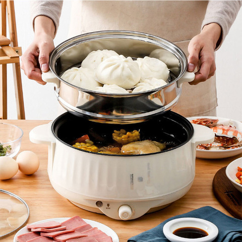 220V Multifunctional Electric Cooker Heating Pan Electric Cooking Pot Machine Hotpot Noodles Eggs Soup Steamer mini rice cooker ► Photo 1/6