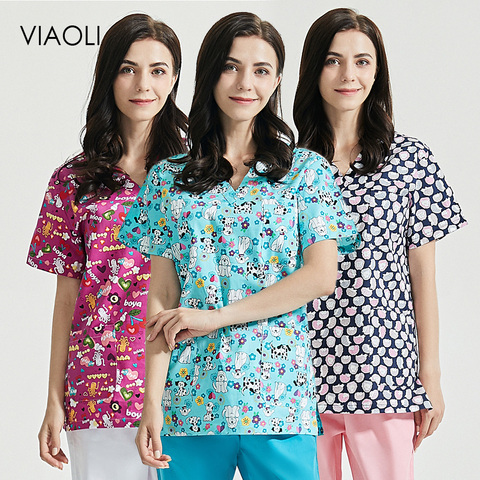 Pet club work uniforms spa uniforms lab beauty salon workwear Wonder women  printing scrubs tops women scrubs costume wholesale - Price history &  Review, AliExpress Seller - VIAOLI Official Store