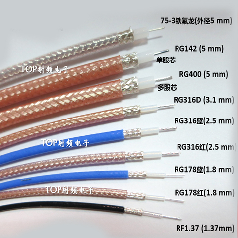5meters/Lot RG142/RG400/RG316D/RG316/RG178 RF Coaxial Antenna Wire Cable Silver-plated Brown/Blue Color ► Photo 1/6