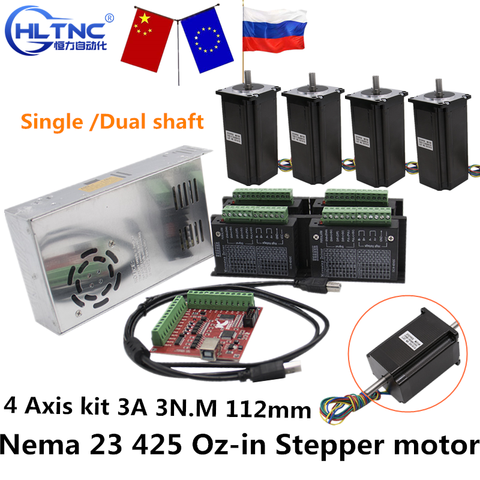 RUS Ship CNC Router 3 4 Axis kit   3A 3N.M Nema 23 425 Oz-in Stepper motor TB6600 driver+350W power supply MACH3 Controller card ► Photo 1/6