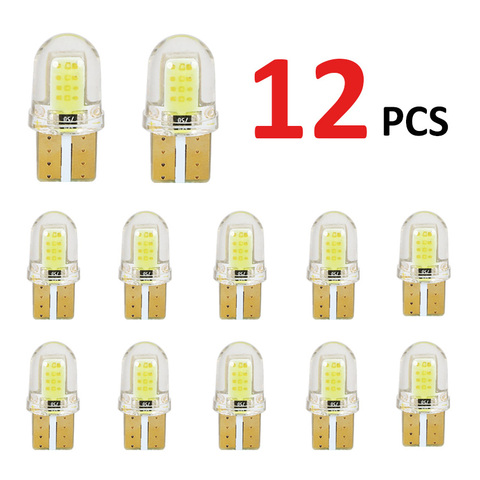 12pcs Silica Gel W5W T10 LED 8SMD COB 194 Wedge Clearance Light Bulb Auto License Plate Reading Car Door Trunk Car Lamp ► Photo 1/6