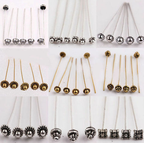 20Pcs Antique Silver Metal Flower Long Head Pins for Jewelry Making Diy Beads Ball Pins Findings Accessories 50mm ► Photo 1/5