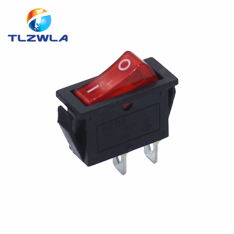 10PCS KCD3 ON-OFF 16A 2Pin Dot Illuminated SPST Snap-In Rocker Switch Single Pole 2 Position With 12/220 Volt LED ► Photo 1/4