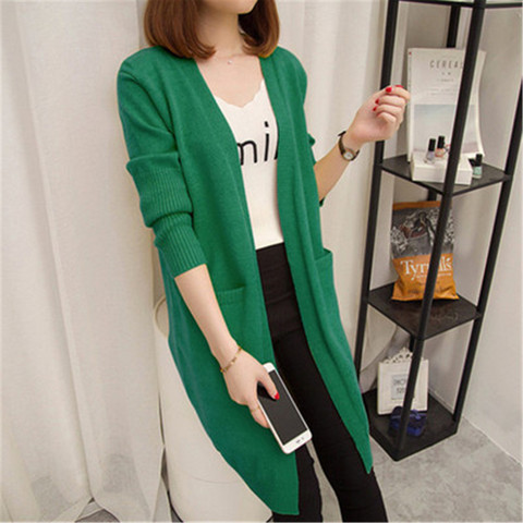 New Mid-length Cardigan Sweater Women Long-sleeved Jacket Autumn Winter 2022 Women's solid color Large Size Cardigan Sweaters ► Photo 1/6