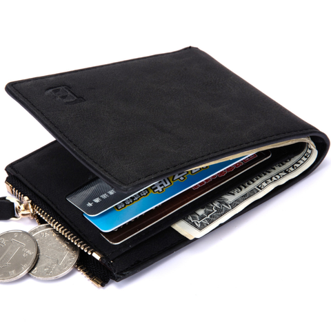Vitage Zipper Men Wallets Leather Wallet Money Bag Credit Card Holders Dollar Bill Wallet Clutch Purse for Boy Use Short Wallets ► Photo 1/6