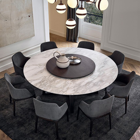 stone marble round swiveling wooden dining table chairs set Nordic comedor sillas de comedor mesa comedor muebles de madera mesa ► Photo 1/1