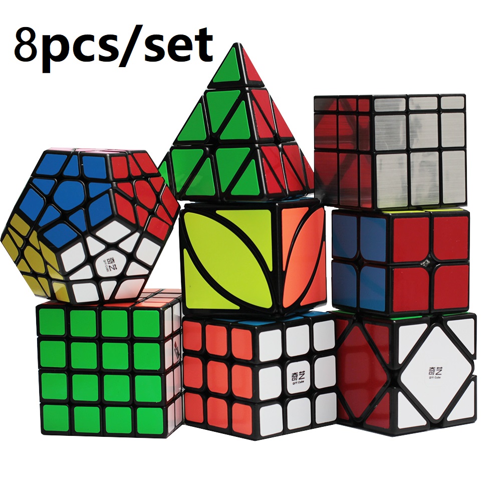 Qiyi 4PCS Speed Cubes Bundle 2x2 3x3 4x4 5x5 Stickerless Twist Speed Cube ToySet 