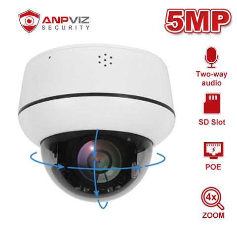 Anpviz 5MP/2MP PTZ POE IP Camera Dome 4X Optical Zoom Outdoor Security Cam Two-Way Audio IP66 IR 30m H.265 Onvif ► Photo 1/6