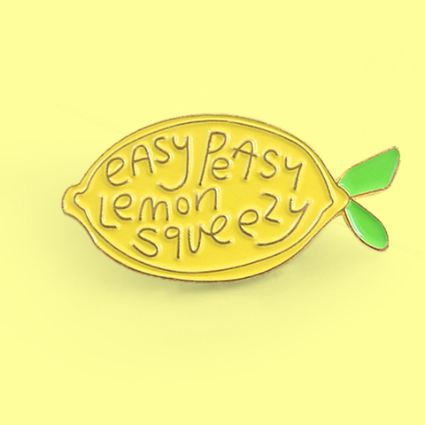 New Cute Yellow Lemon Fruit Brooch ‘Easy Peasy Lemon Squeezy’ Yellow Lemon Bright Enamel Pins badge  backpack lapel Brooches ► Photo 1/6