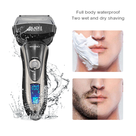 Electric Shaver Men's shaver Machine for shaving Reciprocating Quadruple Knife Net head shaver Clipper Washable USB charging ► Photo 1/6