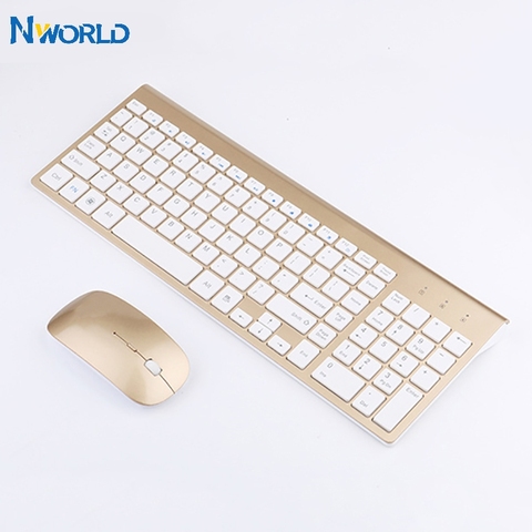 2.4GHz Wireless Keyboard and Mouse Combo 102 Keys Low-noise Wireless Keyboard Mouse for Mac Pc WindowsXP/7/10 Tv B Smooth Body ► Photo 1/6