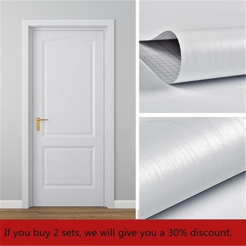 Buy Two PCS Get 30% Off White Wood Grain Sticker Self Adhesive PVC Wallpaper Home Door Decoration Furniture DIY Renovation Decal ► Photo 1/6