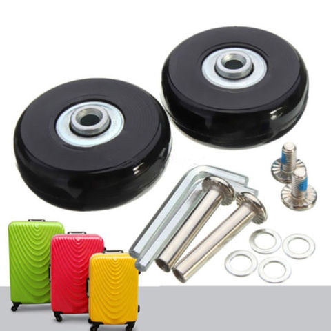 Hot sale 2 Pcs Black 2 Set Luggage Suitcase Replacement Wheels Suitcase Repair OD 50mm Axles Deluxe Black with Screw ► Photo 1/6