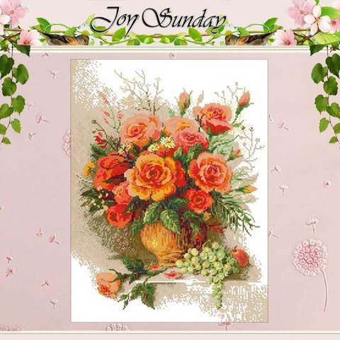Yellow rose flower in vase patterns counted 11CT 14CT 18CT Cross Stitch Sets DIY Chinese Cross-stitch Kits Embroidery Needlework ► Photo 1/6