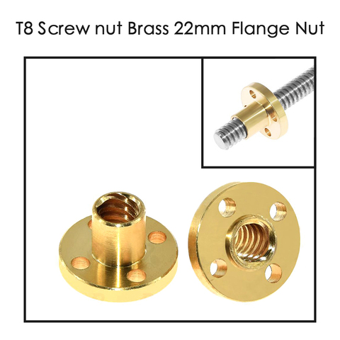 T8 Screw nut Brass 22mm Flange Nut For CNC 3D Printer Parts 8mm 4-Start Lead Screw 300mm long With Copper ► Photo 1/3