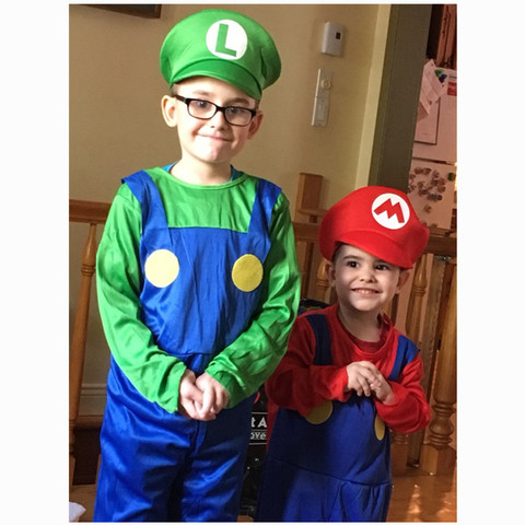 Birthday Super Mario Cosplay Costume Kids Booys Funy Brothers Luigi Bros Plumber Halloween Fancy Costumes Dress ► Photo 1/6