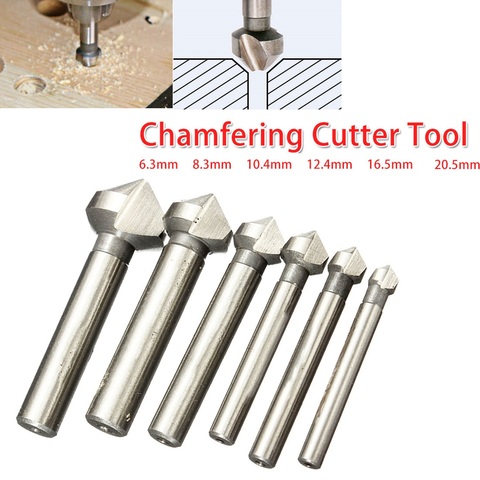 1pcs 3 Flute 90 Degree Countersink Drill Bit Round Handle HSS Wood Steel Chamfer Cutter 6.3-20.5mm for Carbon Steel/ PVC ► Photo 1/6