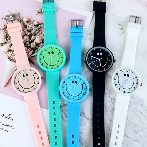 Fashion Cut Smile Girls Watches Children Rubber Strap Quartz Candy colors Kids Watch Wristwatch Clock Reloj Relogio Feminino ► Photo 1/6