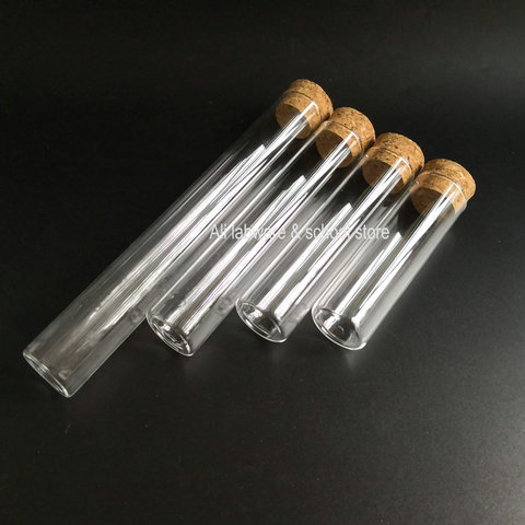 5Pcs Clear Glass Test Tube DIA 20/25/30mm Length 100/120/150/200mm Flat Bottom Test Tube With Cork ► Photo 1/6