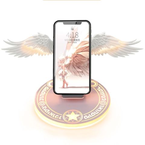 Universal LED Angel Wings Wireless Charger Sakura Action Figure Portable 10W Fast Charging Pad For iPhone Samsung Huawei Xiaomi ► Photo 1/6