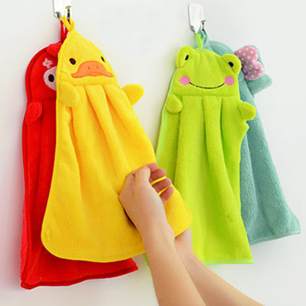 Baby Hand Towel Cartoon Animal Rabbit Plush Kitchen Soft Hanging Bath Wipe Towel  Kitchen Cloth Cotton