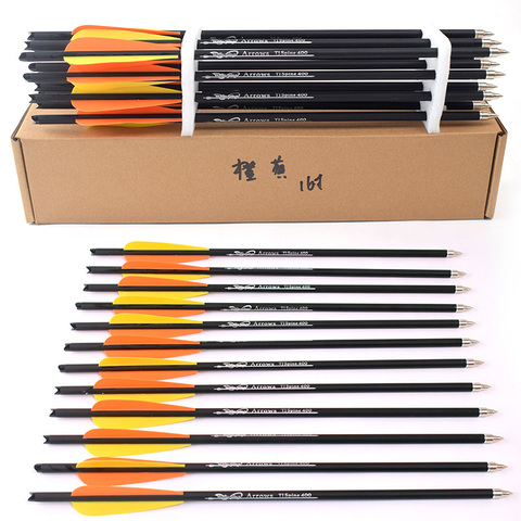Hunting Crossbow Archery 16/20 Inch Orange yellow feather  Spine 400 Carbon Arrow Used For Crossbow Bow Hunting Shooting ► Photo 1/6
