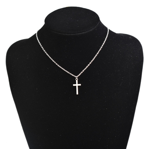 Simple Cross Pendants Necklaces Women Silver Color Chain Choker Necklace Female Bohemian Metal Jewelry bijoux collares ► Photo 1/6