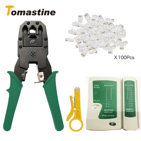 RJ45 Portable LAN Networks Tool Kit Utp Cable Tester AND Plier Crimp Crimper Plug Clamp PC NE ► Photo 1/6