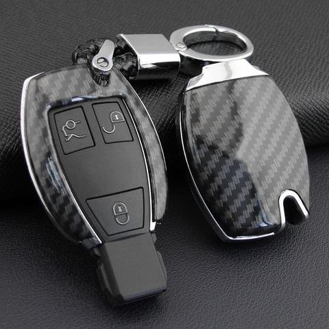 Carbon Fiber Hard Car Key Fob Chain Cover Case For Mercedes-Benz W205 W212 X253 W166 X204 X166 W176 W246 W204 W222 W463 X156 ► Photo 1/6
