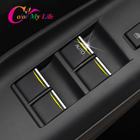 Color My Life 7Pcs/Set ABS Chrome Car Window Lift Buttons Sequins Trim Sticker for Honda CRV CR-V Fit City Accord Jade HRV HR-V ► Photo 1/6