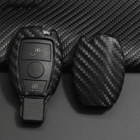 jingyuqin Carbon Silicone Car Remote Key Fob Case Cover For Mercedes benz CLS CLA GL R SLK AMG A B C S Protective Shell keychain ► Photo 1/4