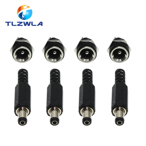 10PCS (5Pairs) 3A 12V 5.5x2.1mm Plastic Male Plugs DC022 DC Power Socket Female Jack Screw Nut Panel Mount Connector 5.5*2.5MM ► Photo 1/5