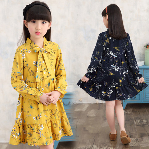 Girls Dress Spring 2022 Fashion Children Clothing Kids Flower Dress Chiffon Princess Costume Vestidos  6 8 10 12 Years Old ► Photo 1/6