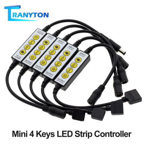 Mini 4 Keys LED Strip Controller Dimmer Switch DC5V-12V for Single Color / Double White / RGB / RGBW / RGB+CCT LED Strip Lights ► Photo 1/6