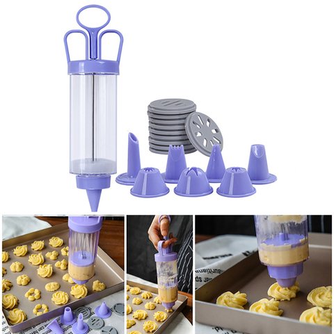 1set Butter Cookie Gun 8 Decorating Mouth Cookie Press Set with Cake Cream Decorating Syringe Baking Pastry Nozzle ► Photo 1/6